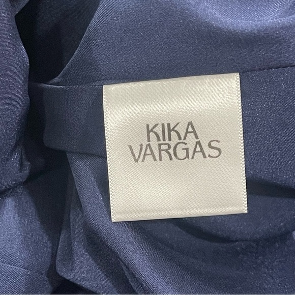 KIKA VARGAS Navy Ramya Asymmetrical Midi Dress - Sz - Large - Picture 7 of 7